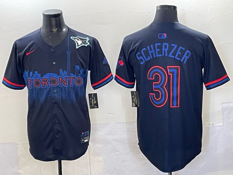 Men 2025 Toronto Blue Jays #31 Scherzer Black Joint Name Nike MLB Jersey 08